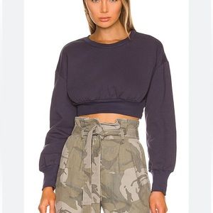 Lovers and friends cropped sweater, navy, size medium